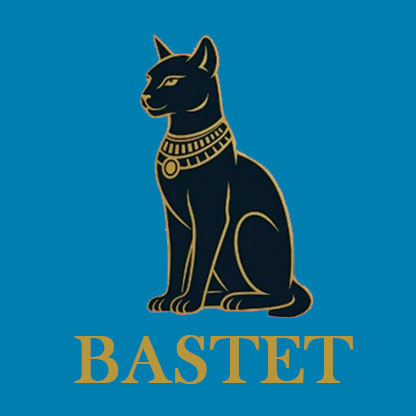 logo bastet negro fondo azul